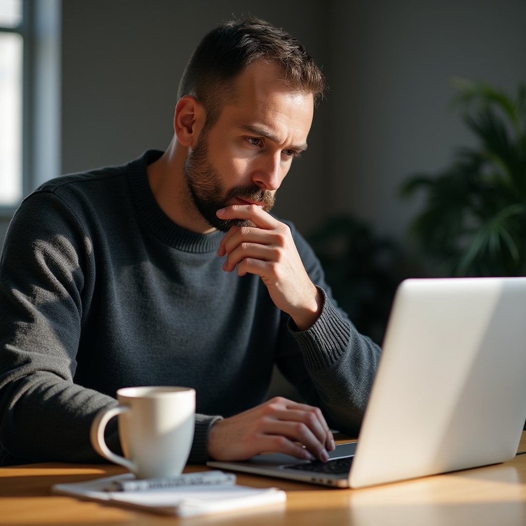 Fachkraft formuliert eine E-Mail auf Deutsch am Schreibtisch