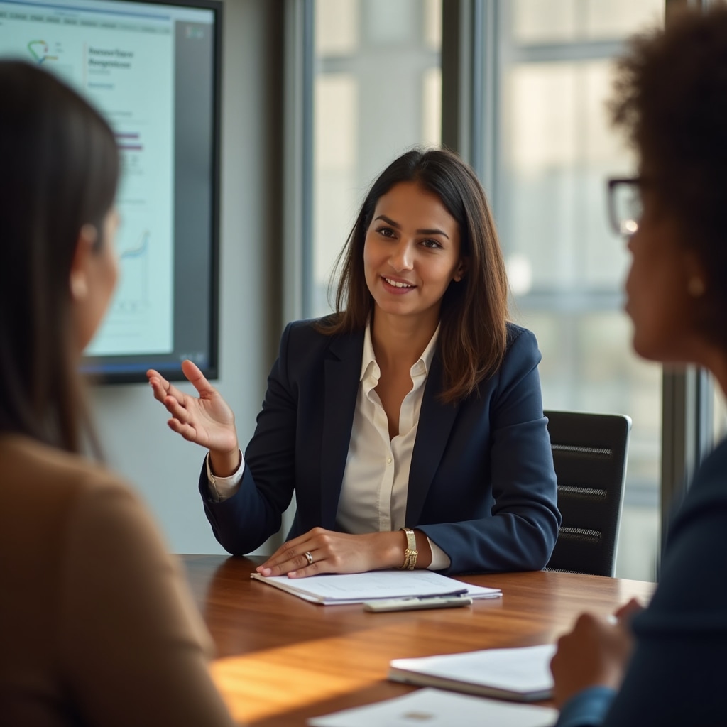 Internationale Fachkraft in einem deutschen Businessmeeting